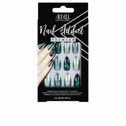 False nails Ardell Nail Addict Green Glitter Chrome (24 pcs)-Manicure and pedicure-Verais