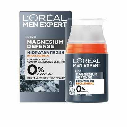 Hydrating Facial Cream L'Oreal Make Up Men Expert Magnesium Defense 24 hours 50 ml-Anti-wrinkle and moisturising creams-Verais