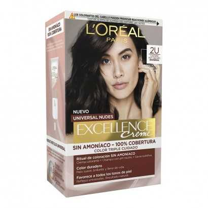 Teinture sans ammoniaque L'Oreal Make Up Excellence 2u-darkest brunette-Teintures capillaires-Verais