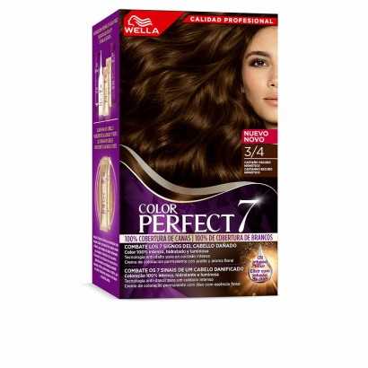 Permanent Dye Wella Color Perfect 7 Nº 3/4 Grey Hair Dark Brown 60 ml-Hair Dyes-Verais