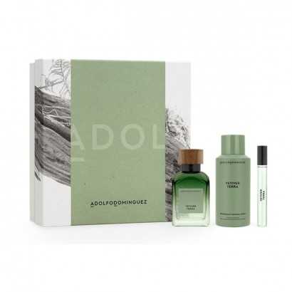 Men's Perfume Set Adolfo Dominguez Vetiver Terra 4 Pieces-Cosmetic and Perfume Sets-Verais