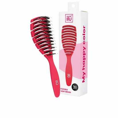 Detangling Hairbrush Ilū Flexible Vent Pink-Combs and brushes-Verais