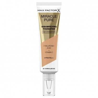 Crème Make-up Base Max Factor Miracle Pure Nº 45 Warm almond Spf 30 30 ml-Make-up and correctors-Verais