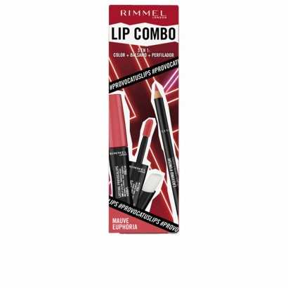 Schminkset Rimmel London Lip Combo 3 Stücke Mauve Euphoria-Lippenstift und Lipgloss-Verais