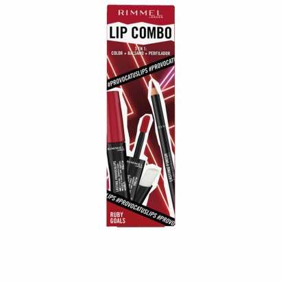 Make-Up Set Rimmel London Lip Combo 3 Pieces Ruby Goals-Lipsticks, Lip Glosses and Lip Pencils-Verais
