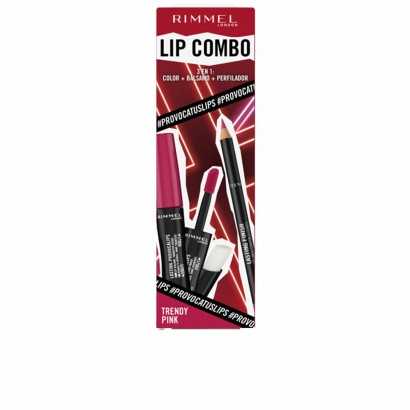 Schminkset Rimmel London Lip Combo 3 Stücke Trendy Pink-Lippenstift und Lipgloss-Verais