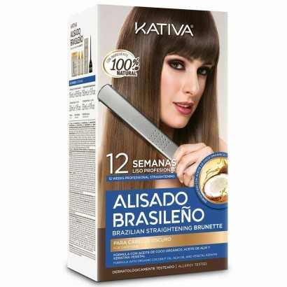 Set de Peluquería Alisado Brasileño Kativa Cabello Oscuro (4 pcs)-Mascarillas y tratamientos capilares-Verais