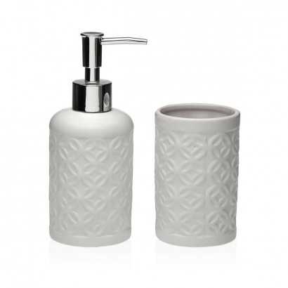 Bath Set Versa White Dolomite 6,8 x 17 x 6,8 cm-Bathroom accessories-Verais