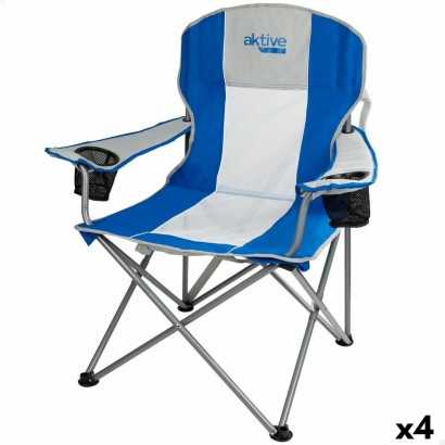 Foldable Camping Chair Aktive Blue Grey 57 x 97 x 60 cm (4 Units)-Beach and pool chairs-Verais